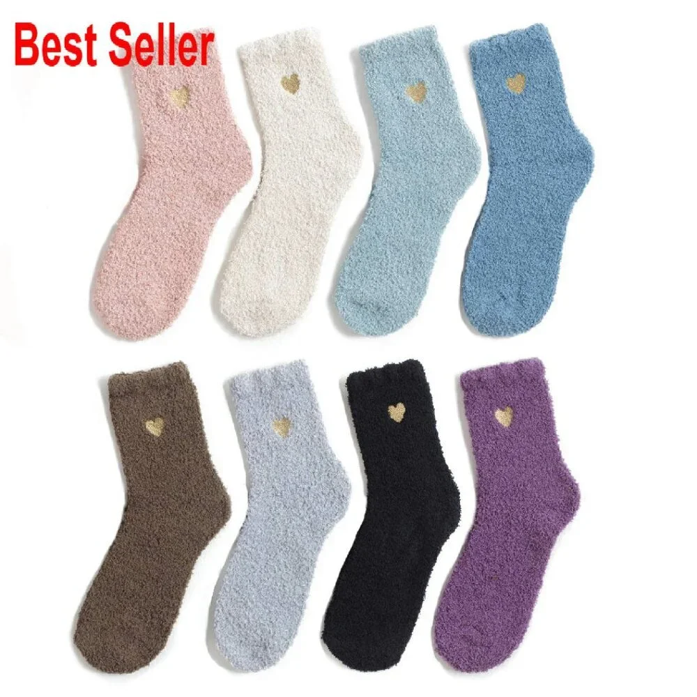 Super Soft Microfiber Slipper Socks Cozy Sleeping Crew Fuzzy Warm